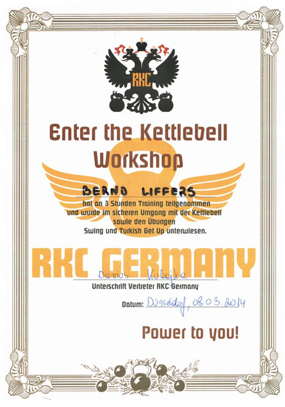 Kettlebell Zertifikat März 2014